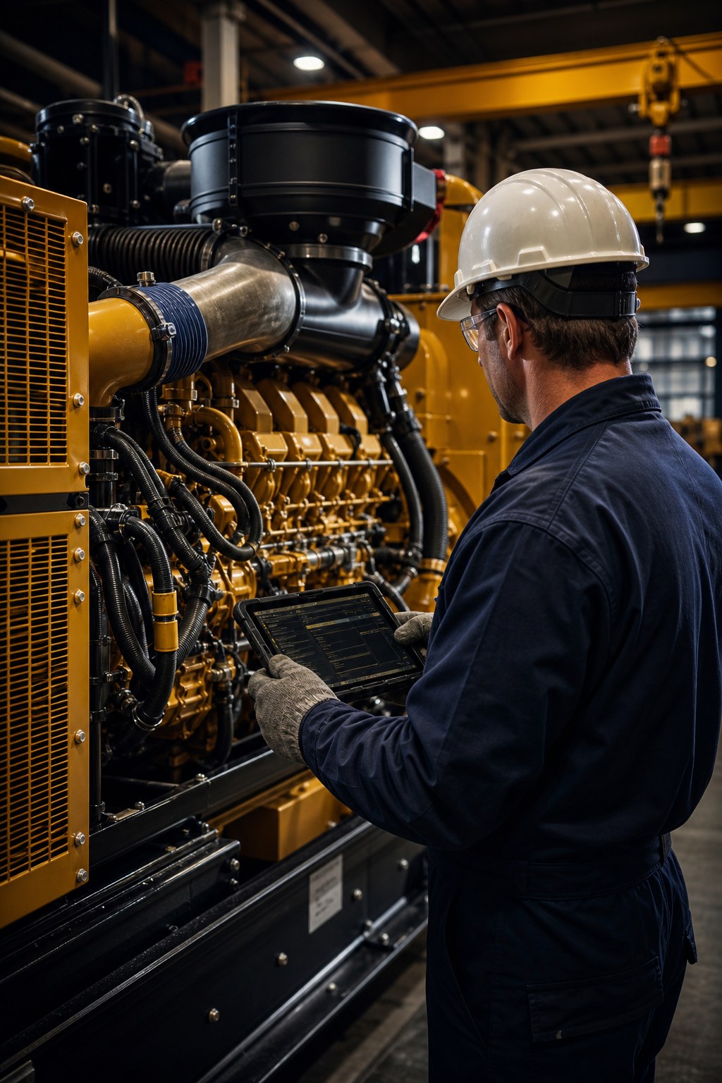 Technician inspecting equipment